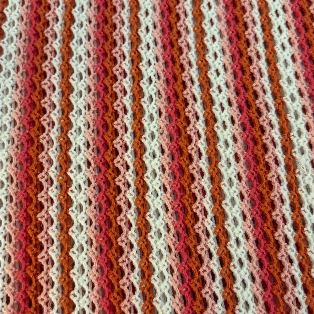 C&C California Knit Tank Coverup Dress Size Large Pink White Orange - Picture 5 of 6